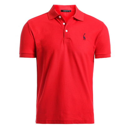 Man Polo Shirt Mens Casual Deer Embroidery Cotton Polo shirt Men Short Sleeve High Quantity polo men - Free Shipping - aurelia-clothing-8955