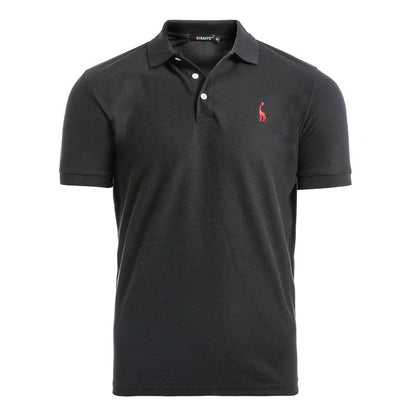 Man Polo Shirt Mens Casual Deer Embroidery Cotton Polo shirt Men Short Sleeve High Quantity polo men - Free Shipping - aurelia-clothing-8955