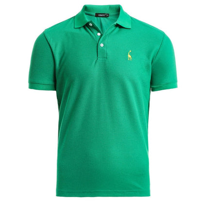 Man Polo Shirt Mens Casual Deer Embroidery Cotton Polo shirt Men Short Sleeve High Quantity polo men - Free Shipping - aurelia-clothing-8955
