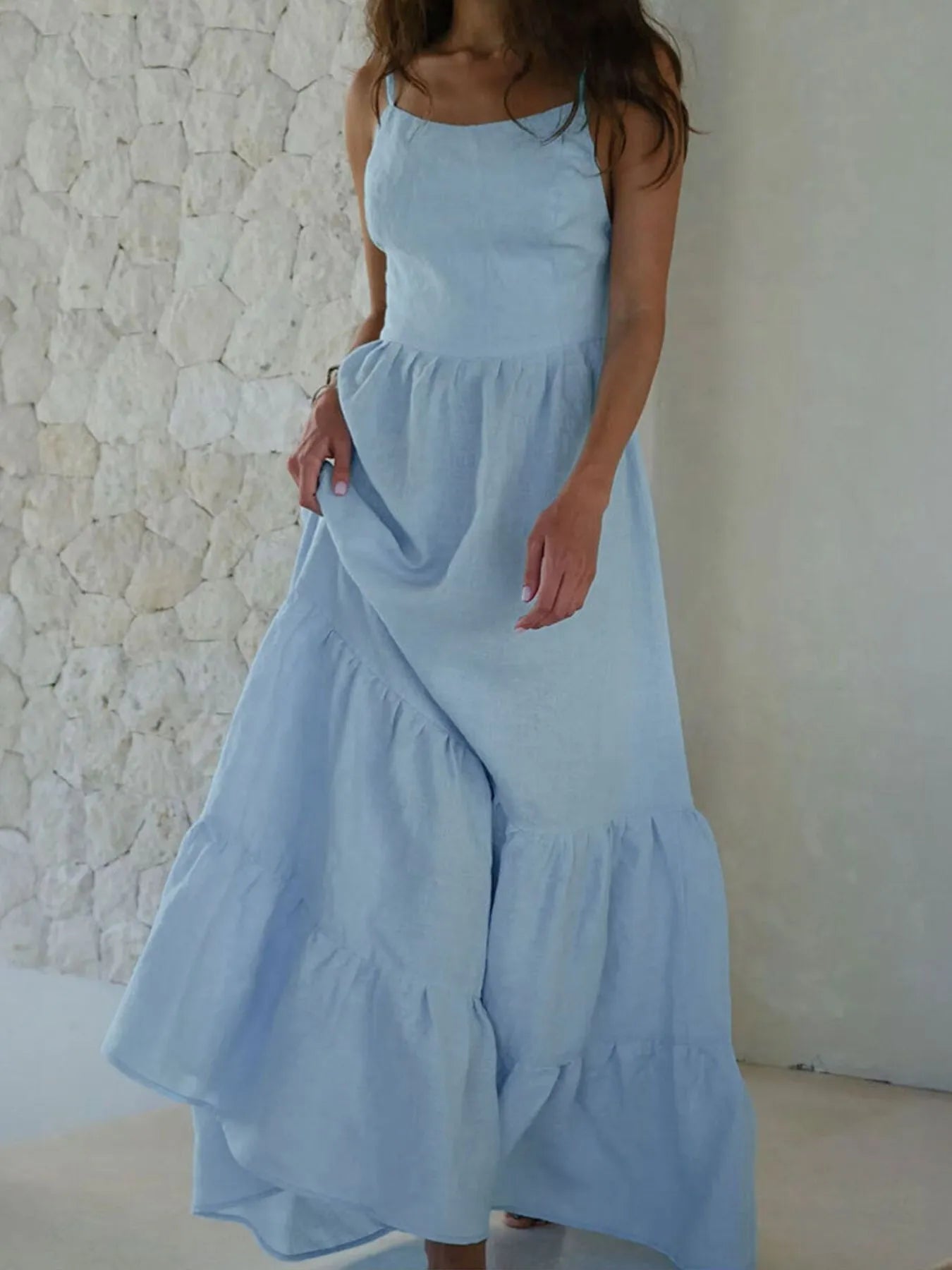 Maxi Cami Dress with Ruffled Hem-Free Shipping - aurelia-clothing-8955
