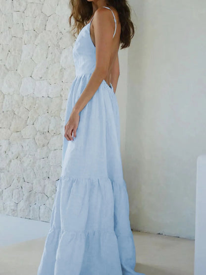 Maxi Cami Dress with Ruffled Hem-Free Shipping - aurelia-clothing-8955