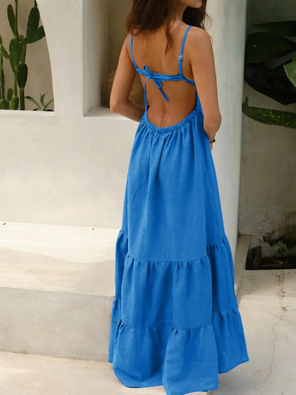 Maxi Cami Dress with Ruffled Hem-Free Shipping - aurelia-clothing-8955