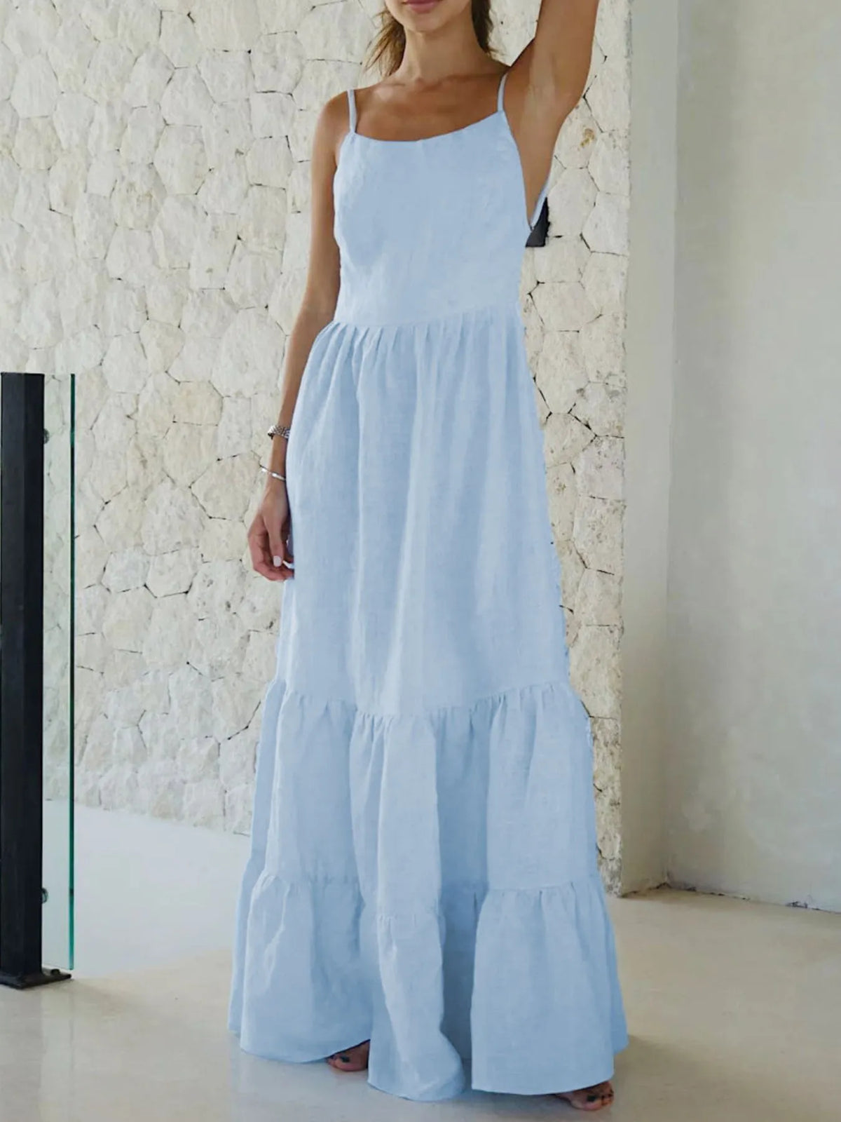 Maxi Cami Dress with Ruffled Hem-Free Shipping - aurelia-clothing-8955