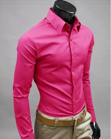 Men Shirt Long Sleeve Fashion Mens Casual Shirts Cotton Solid Color Business Slim Fit Social Camisas Masculina - Free Shipping - aurelia-clothing-8955
