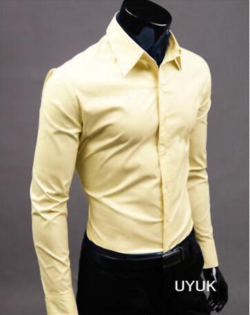 Men Shirt Long Sleeve Fashion Mens Casual Shirts Cotton Solid Color Business Slim Fit Social Camisas Masculina - Free Shipping - aurelia-clothing-8955