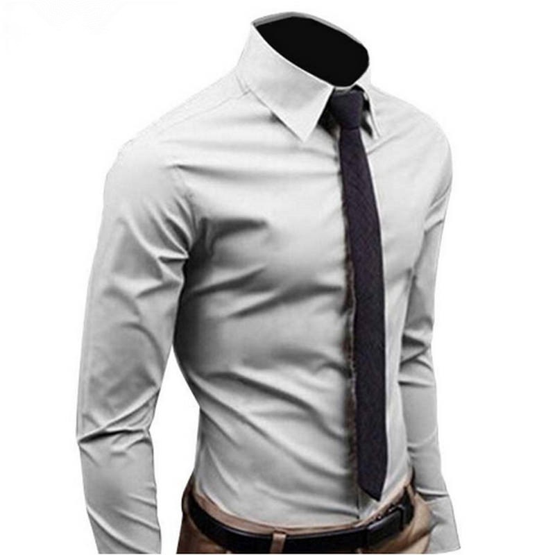 Men Shirt Long Sleeve Fashion Mens Casual Shirts Cotton Solid Color Business Slim Fit Social Camisas Masculina - Free Shipping - aurelia-clothing-8955