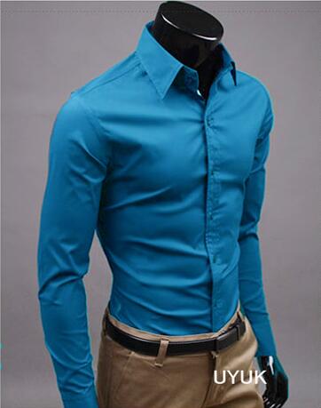 Men Shirt Long Sleeve Fashion Mens Casual Shirts Cotton Solid Color Business Slim Fit Social Camisas Masculina - Free Shipping - aurelia-clothing-8955