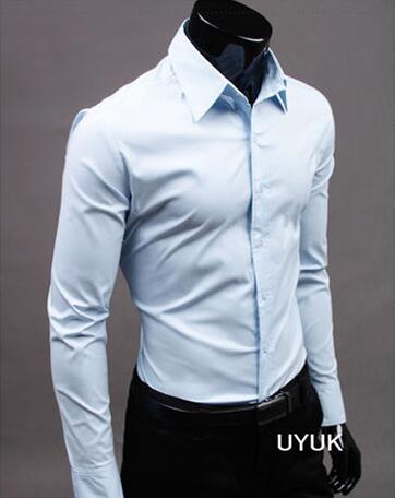 Men Shirt Long Sleeve Fashion Mens Casual Shirts Cotton Solid Color Business Slim Fit Social Camisas Masculina - Free Shipping - aurelia-clothing-8955