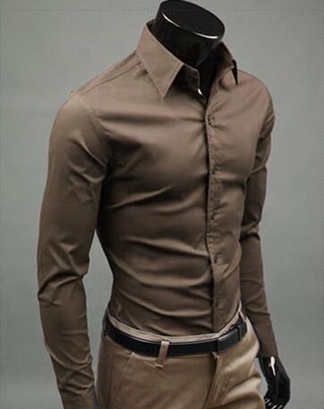 Men Shirt Long Sleeve Fashion Mens Casual Shirts Cotton Solid Color Business Slim Fit Social Camisas Masculina - Free Shipping - aurelia-clothing-8955