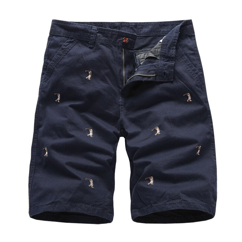 Mens Cargo Shorts Male Embroidery 100% Cotton Shorts Men Casual Cargo Shorts - Free Shipping - aurelia-clothing-8955