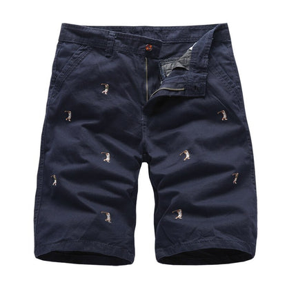 Mens Cargo Shorts Male Embroidery 100% Cotton Shorts Men Casual Cargo Shorts - Free Shipping - aurelia-clothing-8955