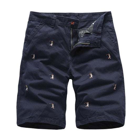 Mens Cargo Shorts Male Embroidery 100% Cotton Shorts Men Casual Cargo Shorts - Free Shipping - aurelia-clothing-8955