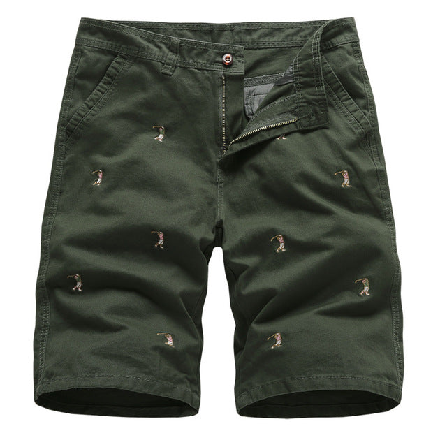 Mens Cargo Shorts Male Embroidery 100% Cotton Shorts Men Casual Cargo Shorts - Free Shipping - aurelia-clothing-8955