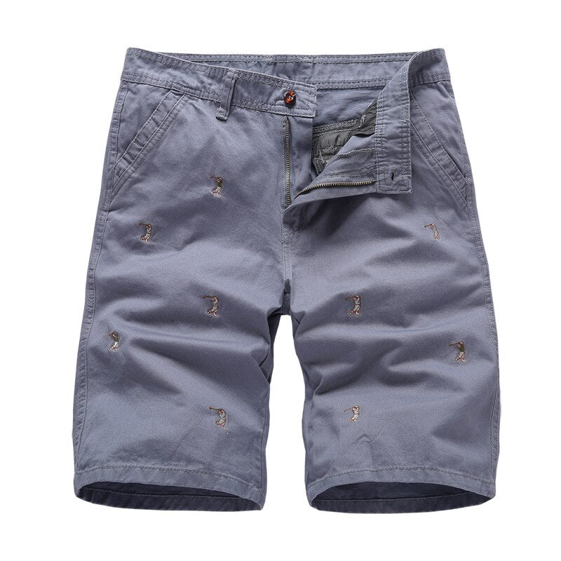 Mens Cargo Shorts Male Embroidery 100% Cotton Shorts Men Casual Cargo Shorts - Free Shipping - aurelia-clothing-8955