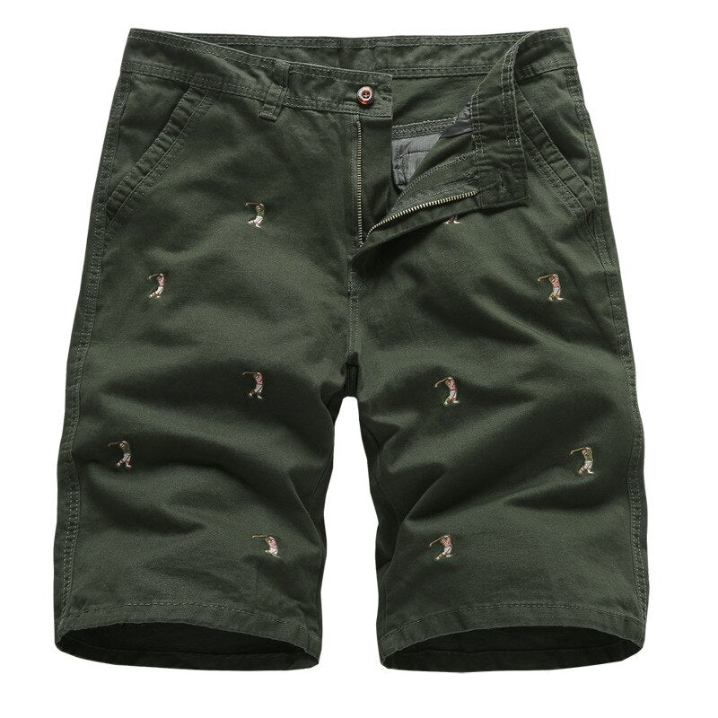 Mens Cargo Shorts Male Embroidery 100% Cotton Shorts Men Casual Cargo Shorts - Free Shipping - aurelia-clothing-8955