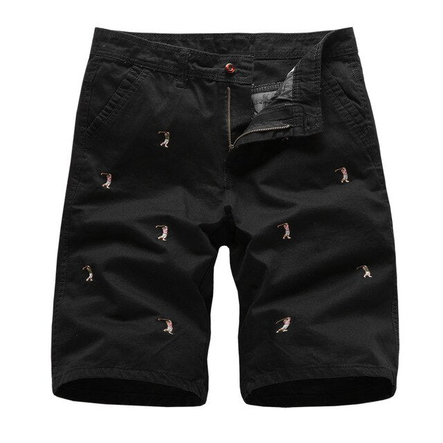 Mens Cargo Shorts Male Embroidery 100% Cotton Shorts Men Casual Cargo Shorts - Free Shipping - aurelia-clothing-8955