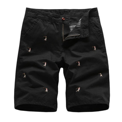 Mens Cargo Shorts Male Embroidery 100% Cotton Shorts Men Casual Cargo Shorts - Free Shipping - aurelia-clothing-8955