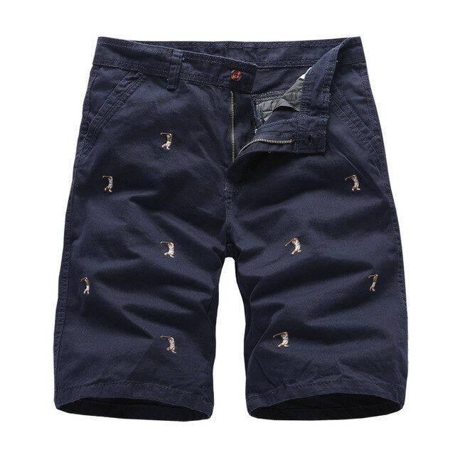 Mens Cargo Shorts Male Embroidery 100% Cotton Shorts Men Casual Cargo Shorts - Free Shipping - aurelia-clothing-8955