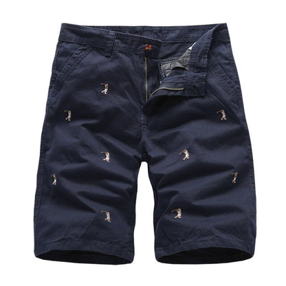 Mens Cargo Shorts Male Embroidery 100% Cotton Shorts Men Casual Cargo Shorts - Free Shipping - aurelia-clothing-8955