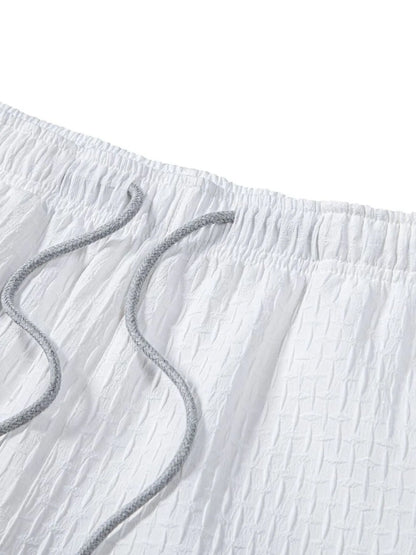Mens Classic Textured Shorts with Elastic Waist - Free Shipping - aurelia-clothing-8955
