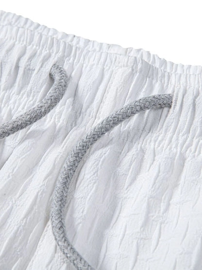 Mens Classic Textured Shorts with Elastic Waist - Free Shipping - aurelia-clothing-8955