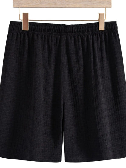 Mens Classic Textured Shorts with Elastic Waist - Free Shipping - aurelia-clothing-8955