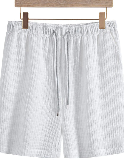 Mens Classic Textured Shorts with Elastic Waist - Free Shipping - aurelia-clothing-8955