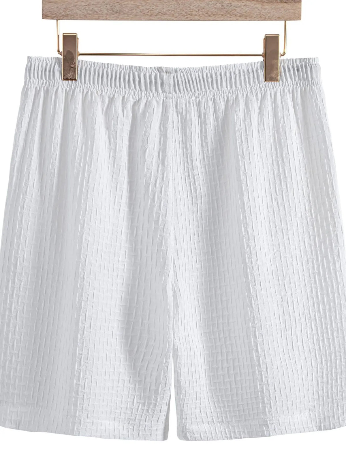 Mens Classic Textured Shorts with Elastic Waist - Free Shipping - aurelia-clothing-8955