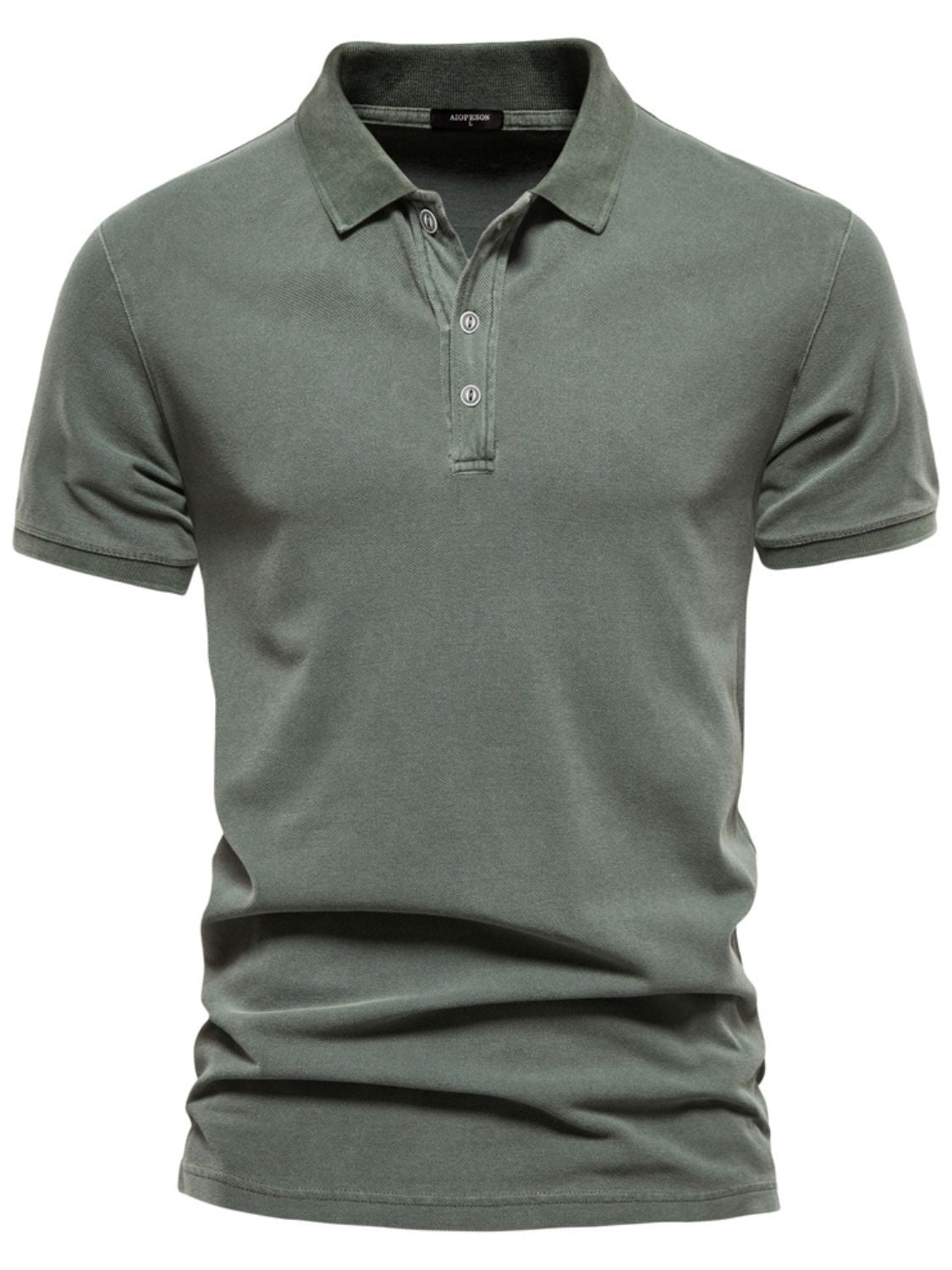 Mens Collared Neck Button Detail Short Sleeve Polo - aurelia-clothing-8955