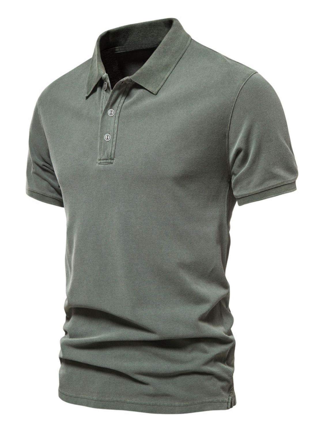 Mens Collared Neck Button Detail Short Sleeve Polo - aurelia-clothing-8955