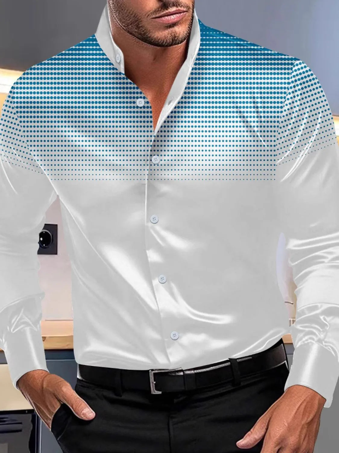 Mens Full Size Button Up Long Sleeve Shirt Plus Size - Free Shipping - aurelia-clothing-8955