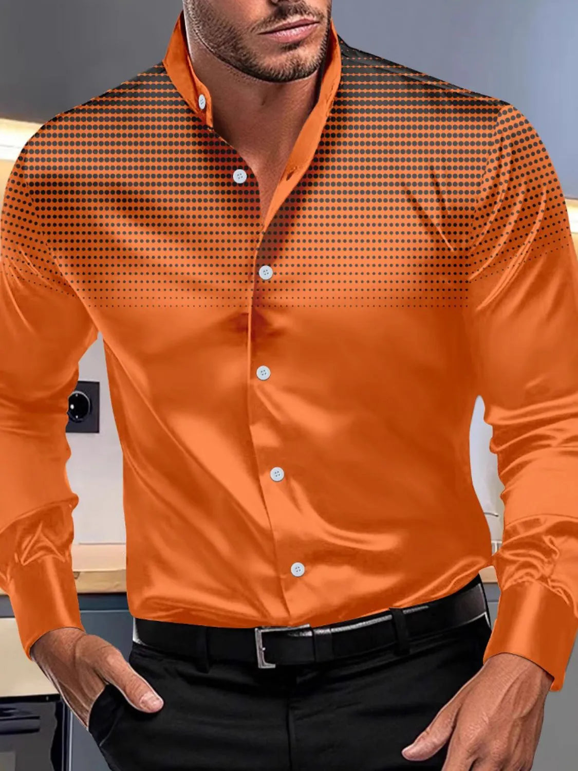 Mens Full Size Button Up Long Sleeve Shirt Plus Size - Free Shipping - aurelia-clothing-8955