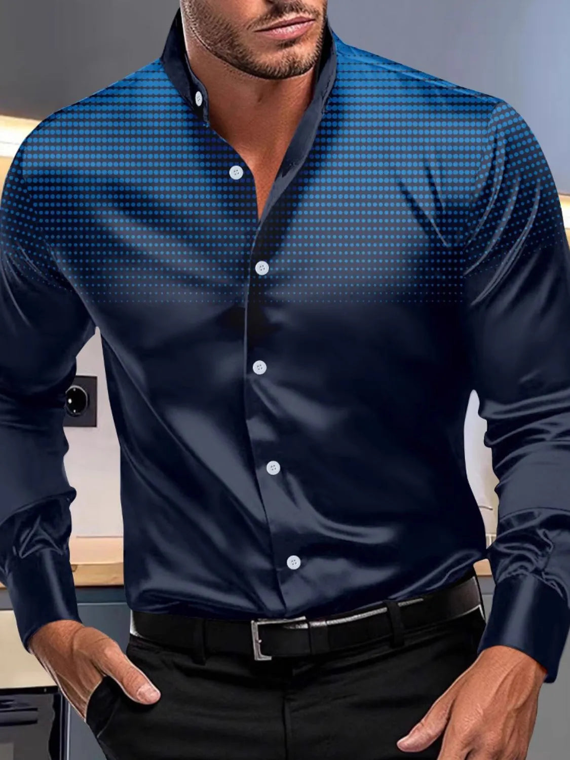 Mens Full Size Button Up Long Sleeve Shirt Plus Size - Free Shipping - aurelia-clothing-8955