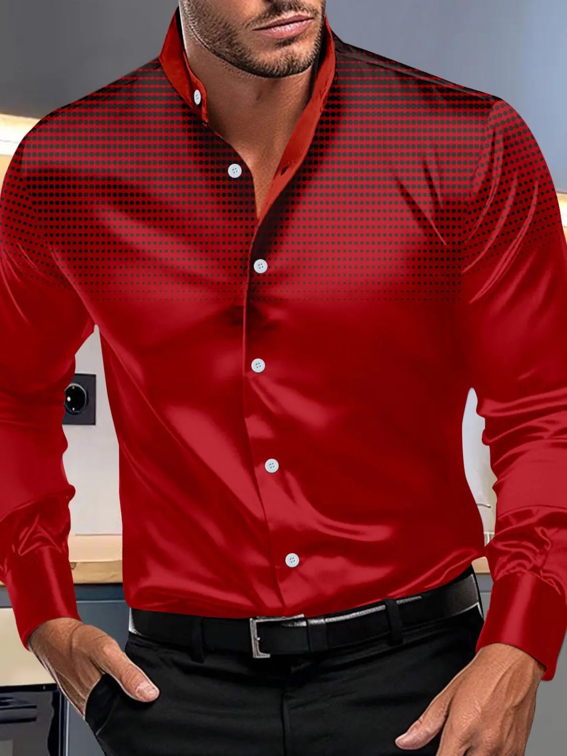 Mens Full Size Button Up Long Sleeve Shirt Plus Size - Free Shipping - aurelia-clothing-8955