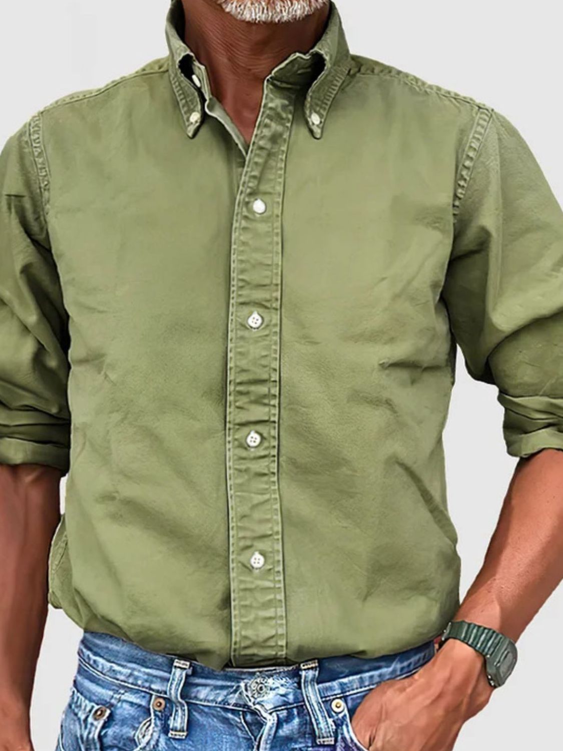 Mens Full Size Collared Neck Button Down Shirt Plus Size - aurelia-clothing-8955