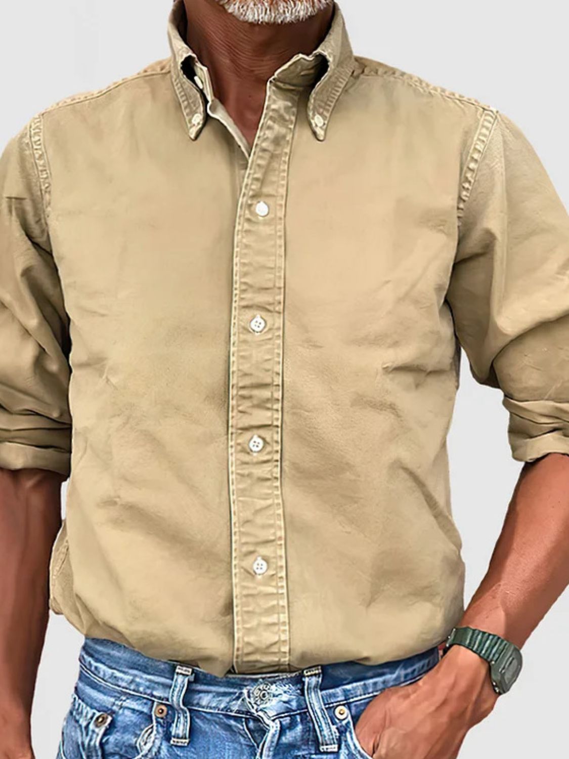 Mens Full Size Collared Neck Button Down Shirt Plus Size - aurelia-clothing-8955