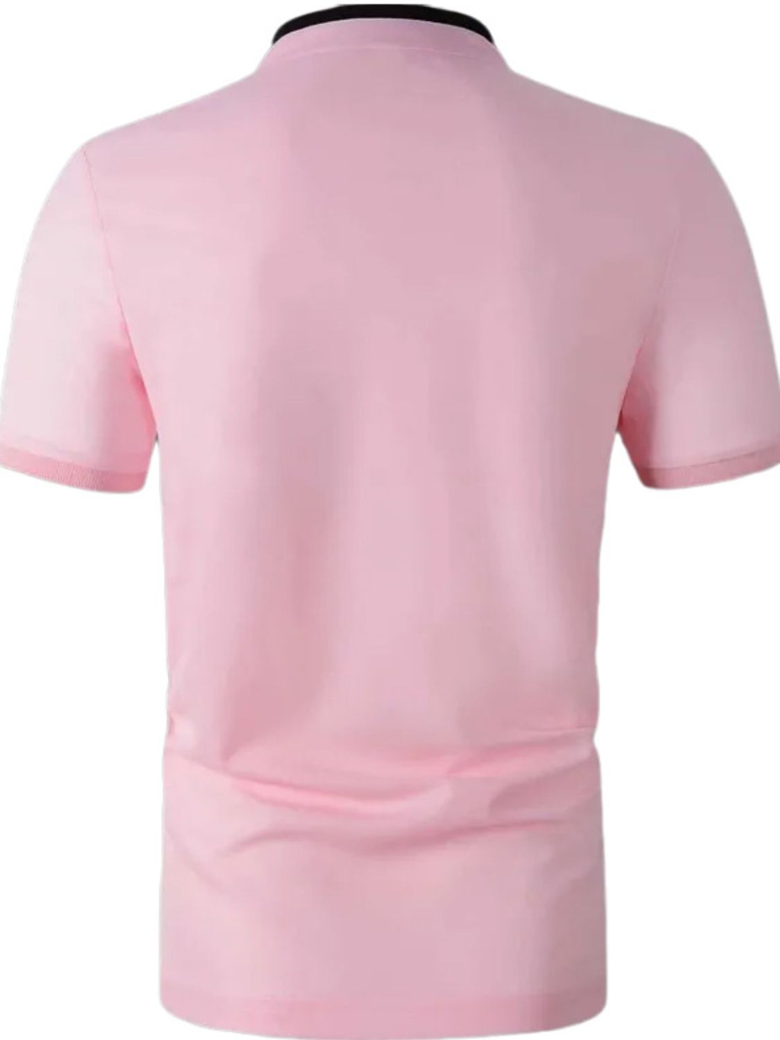 Mens Full Size Stand Collar Contrast Short Sleeve Polo Plus Size - aurelia-clothing-8955