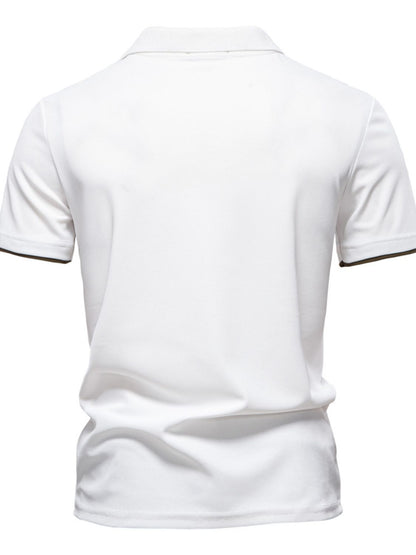 Mens Giraffe Embroidered Collared Neck Contrast Polo - aurelia-clothing-8955