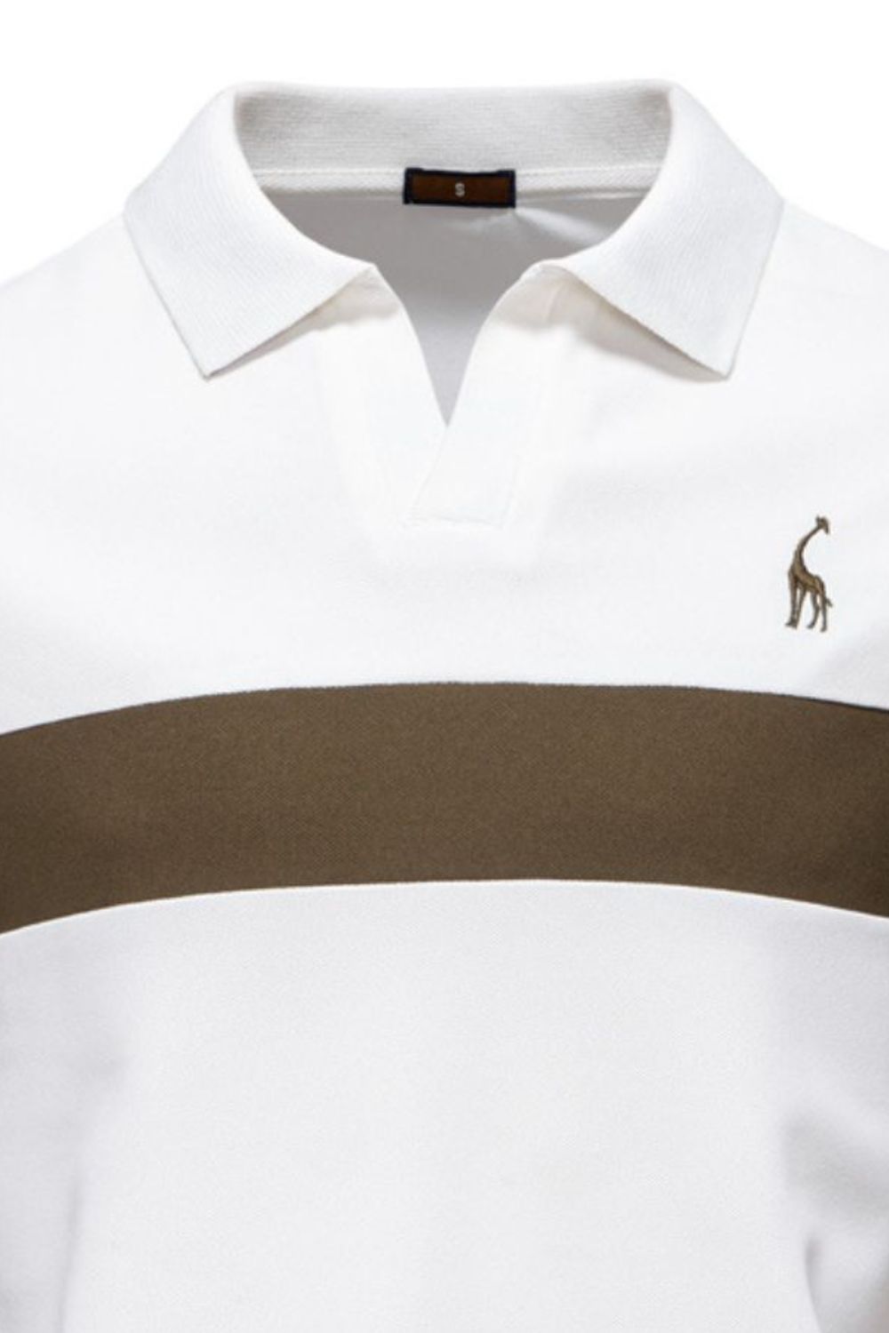 Mens Giraffe Embroidered Collared Neck Contrast Polo - aurelia-clothing-8955
