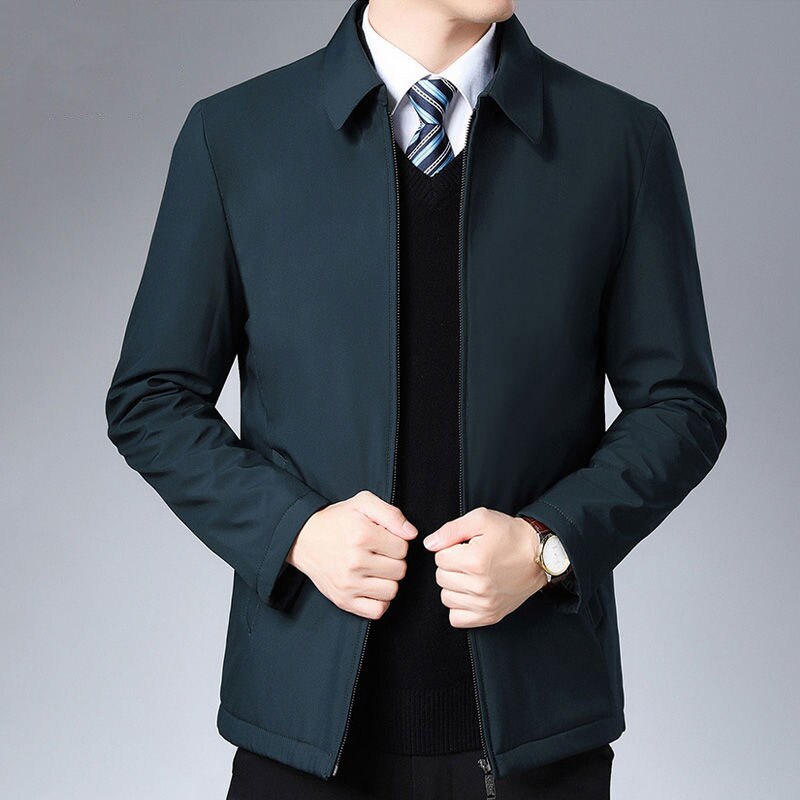 Mens Jackets And Coats Turn Down Collar Men Winter Jacket Zipper Side Pocket Mens Clothing Fashion Long Sleeve Coat Men - Free Shipping - aurelia-clothing-8955