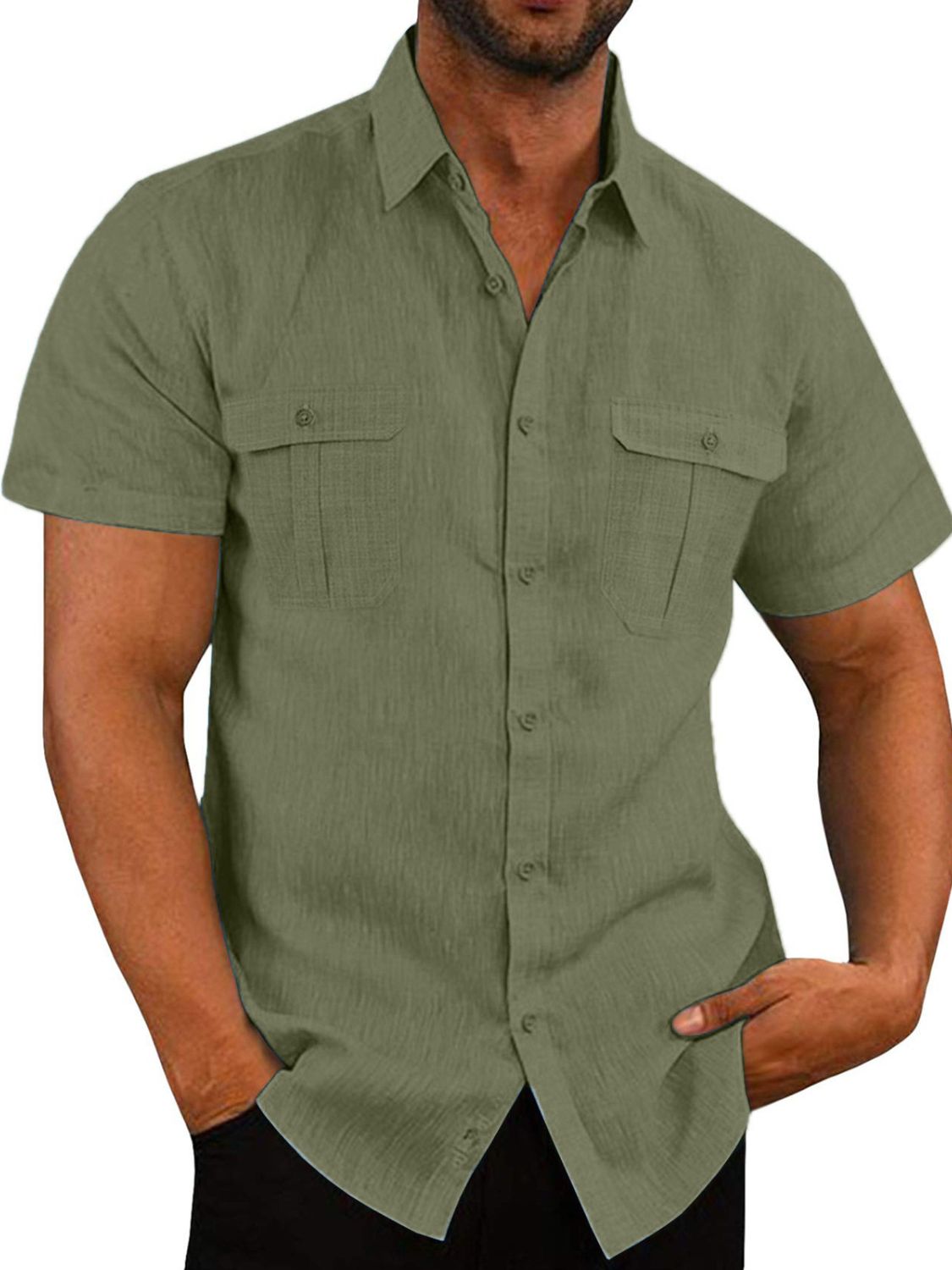 Mens Plus Size Collared Neck Short Sleeve Shirt - aurelia-clothing-8955