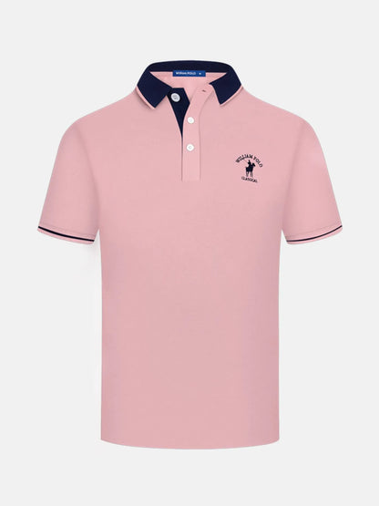 Mens Plus Size Contrast Collar Short Sleeve Embroidered Polo - Free Shipping - aurelia-clothing-8955
