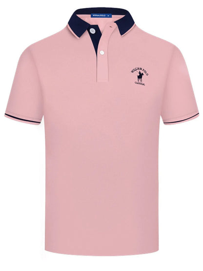 Mens Plus Size Contrast Collar Short Sleeve Embroidered Polo - Free Shipping - aurelia-clothing-8955