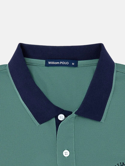 Mens Plus Size Contrast Collar Short Sleeve Embroidered Polo - Free Shipping - aurelia-clothing-8955