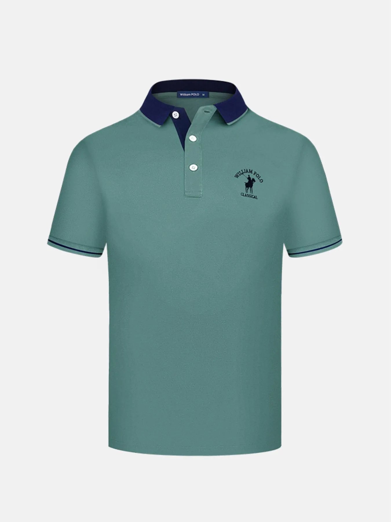 Mens Plus Size Contrast Collar Short Sleeve Embroidered Polo - Free Shipping - aurelia-clothing-8955