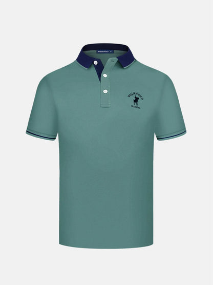 Mens Plus Size Contrast Collar Short Sleeve Embroidered Polo - Free Shipping - aurelia-clothing-8955