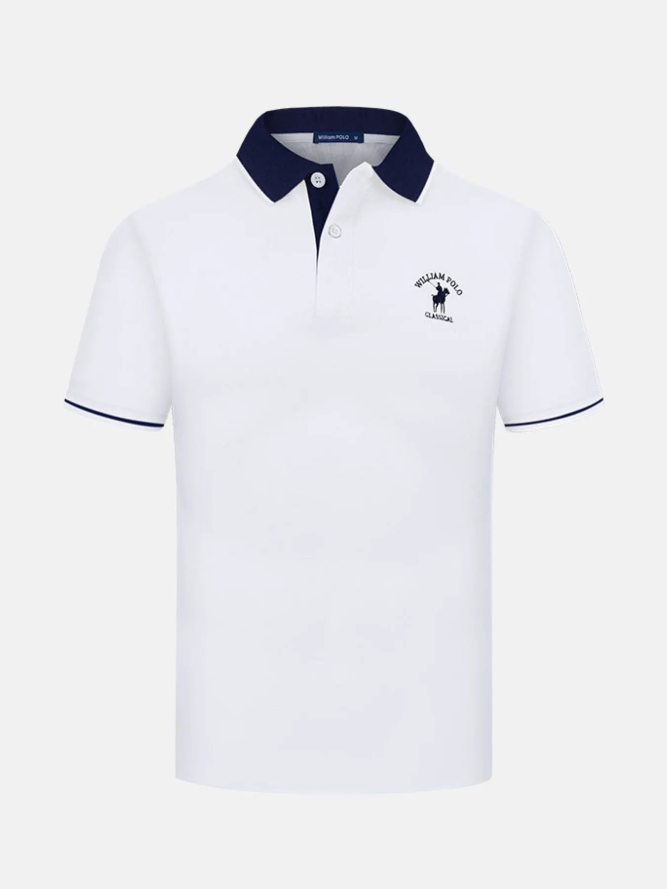 Mens Plus Size Contrast Collar Short Sleeve Embroidered Polo - Free Shipping - aurelia-clothing-8955