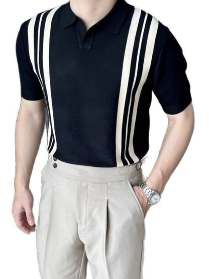 Mens Plus Size Contrast Collared Neck Short Sleeve Polo - aurelia-clothing-8955