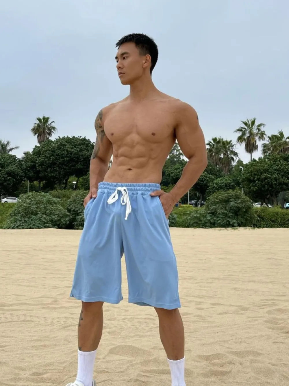 Mens Plus Size Drawstring Shorts with Pockets - Free Shipping - aurelia-clothing-8955