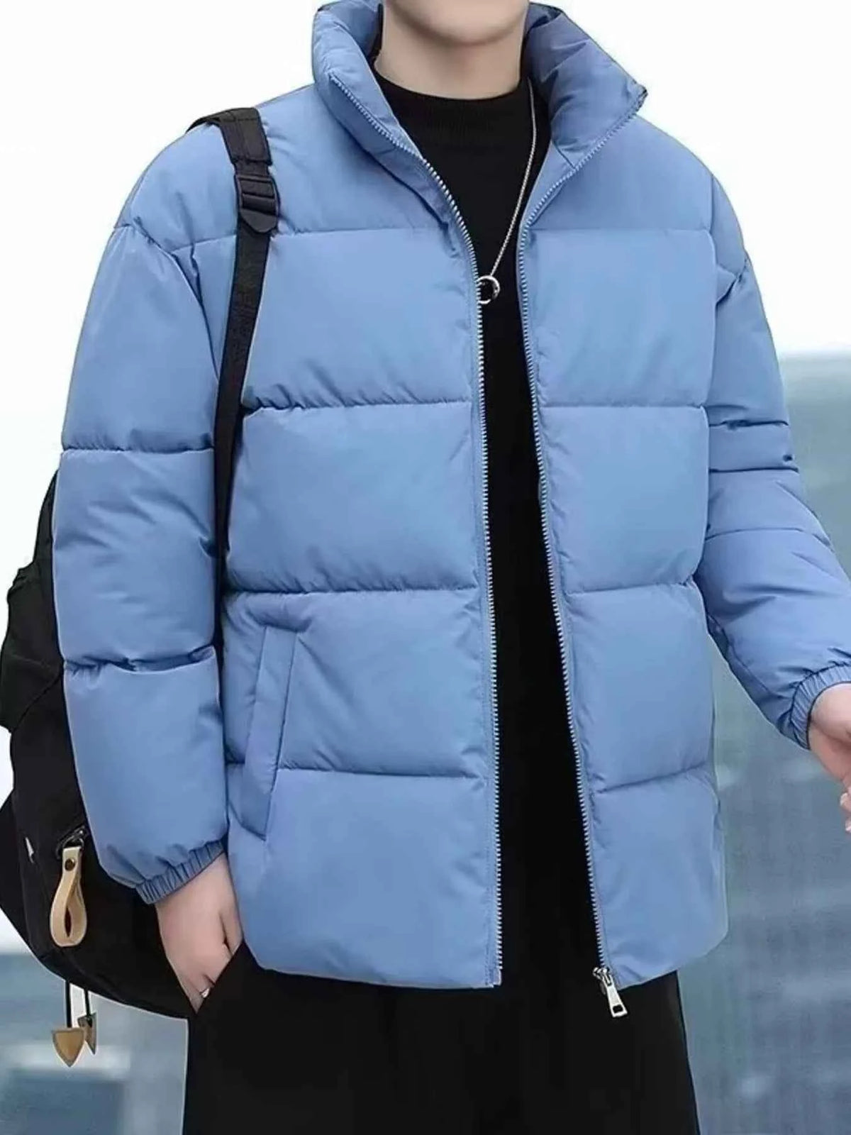 Mens Plus Size Quilted Zip Up Winter Coat - Free Shipping - aurelia-clothing-8955